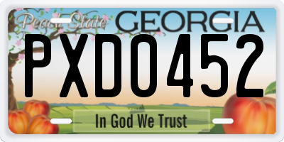 GA license plate PXD0452
