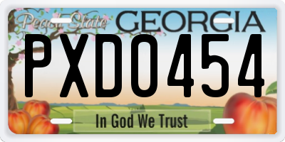 GA license plate PXD0454