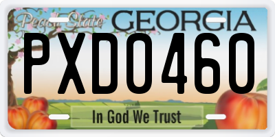 GA license plate PXD0460