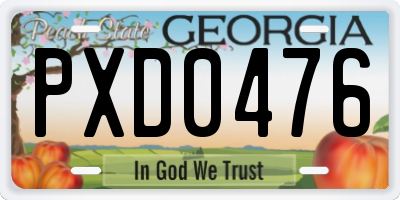 GA license plate PXD0476