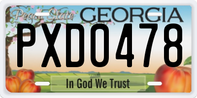 GA license plate PXD0478