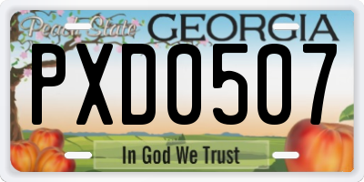GA license plate PXD0507