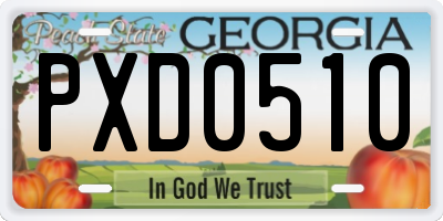 GA license plate PXD0510
