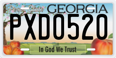 GA license plate PXD0520