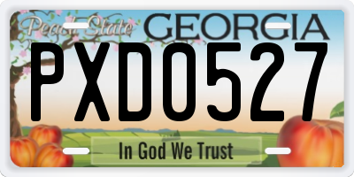 GA license plate PXD0527