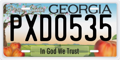 GA license plate PXD0535