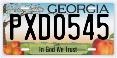 GA license plate PXD0545