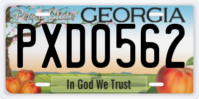 GA license plate PXD0562