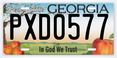 GA license plate PXD0577