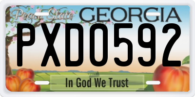 GA license plate PXD0592