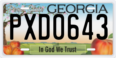 GA license plate PXD0643