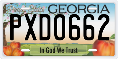 GA license plate PXD0662