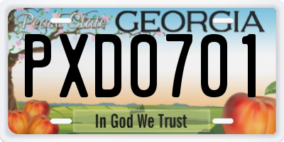 GA license plate PXD0701