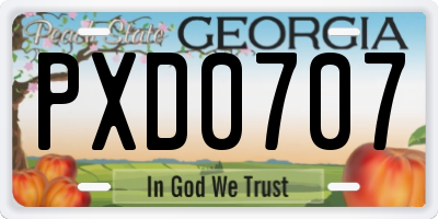 GA license plate PXD0707