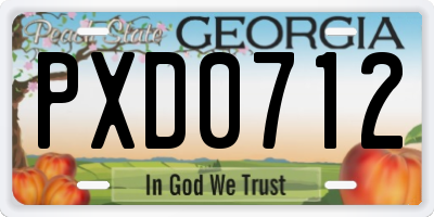 GA license plate PXD0712