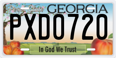 GA license plate PXD0720
