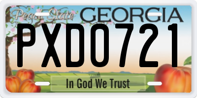GA license plate PXD0721
