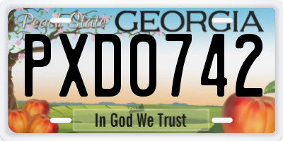 GA license plate PXD0742