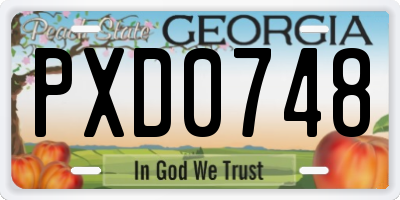 GA license plate PXD0748