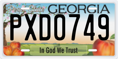 GA license plate PXD0749