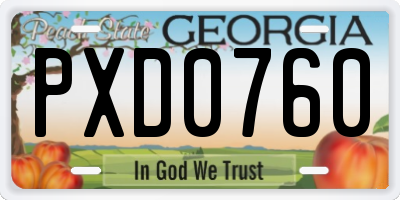 GA license plate PXD0760