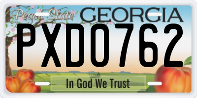 GA license plate PXD0762