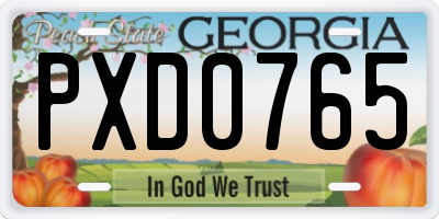 GA license plate PXD0765