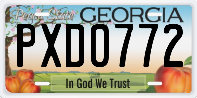 GA license plate PXD0772