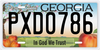 GA license plate PXD0786