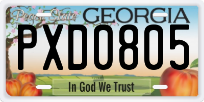 GA license plate PXD0805