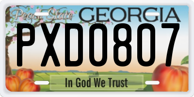 GA license plate PXD0807