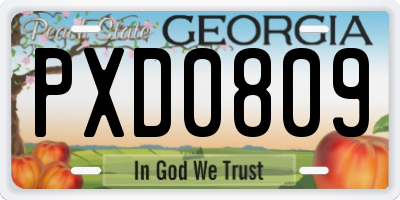 GA license plate PXD0809