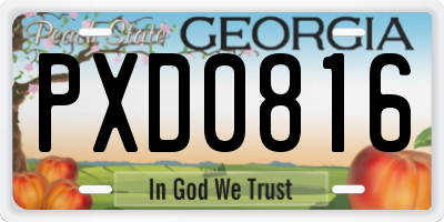 GA license plate PXD0816