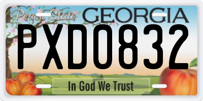 GA license plate PXD0832