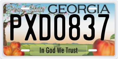 GA license plate PXD0837