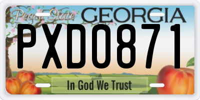 GA license plate PXD0871