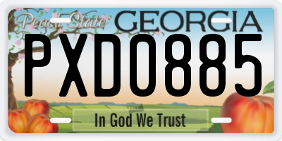 GA license plate PXD0885