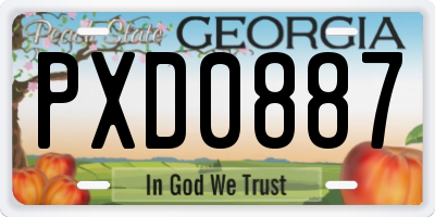 GA license plate PXD0887