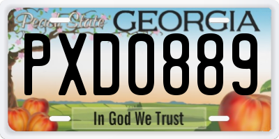 GA license plate PXD0889