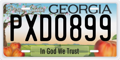 GA license plate PXD0899