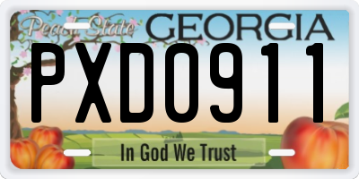 GA license plate PXD0911