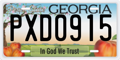 GA license plate PXD0915