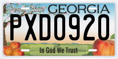 GA license plate PXD0920