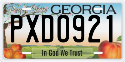 GA license plate PXD0921
