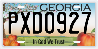 GA license plate PXD0927