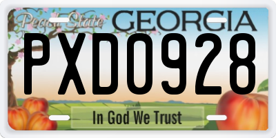 GA license plate PXD0928