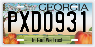 GA license plate PXD0931