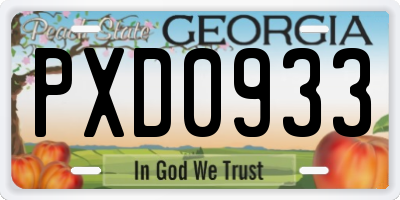 GA license plate PXD0933