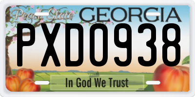 GA license plate PXD0938