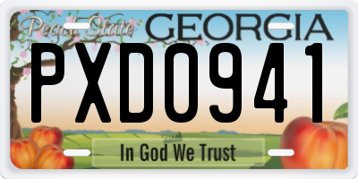 GA license plate PXD0941